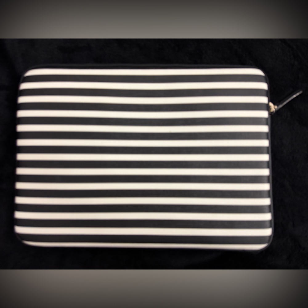 Kate Spade Black and White Striped Tablet Sleeve - Picture 2 of 9